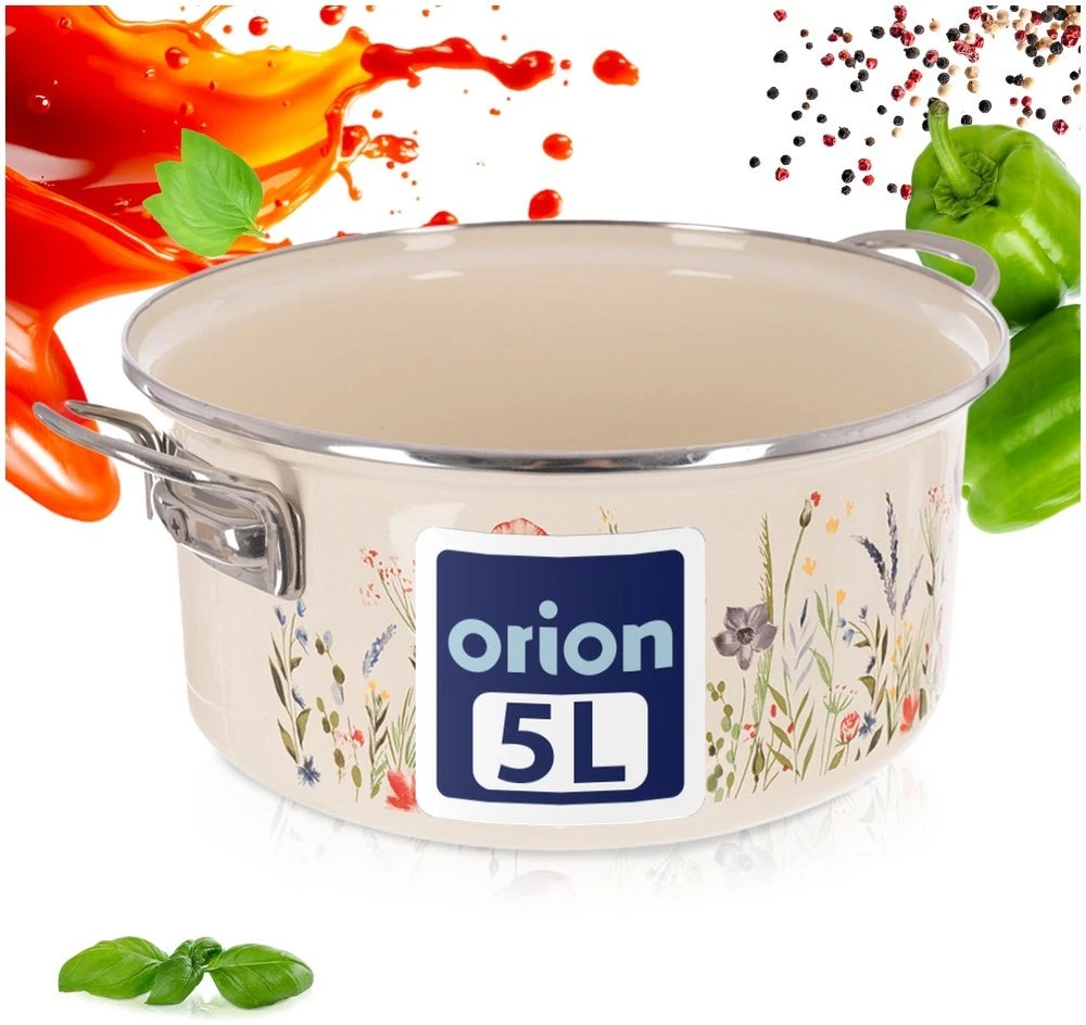 Lumarko Puodas kreminis emaliuotas Orion Maki 26 cm 5 l