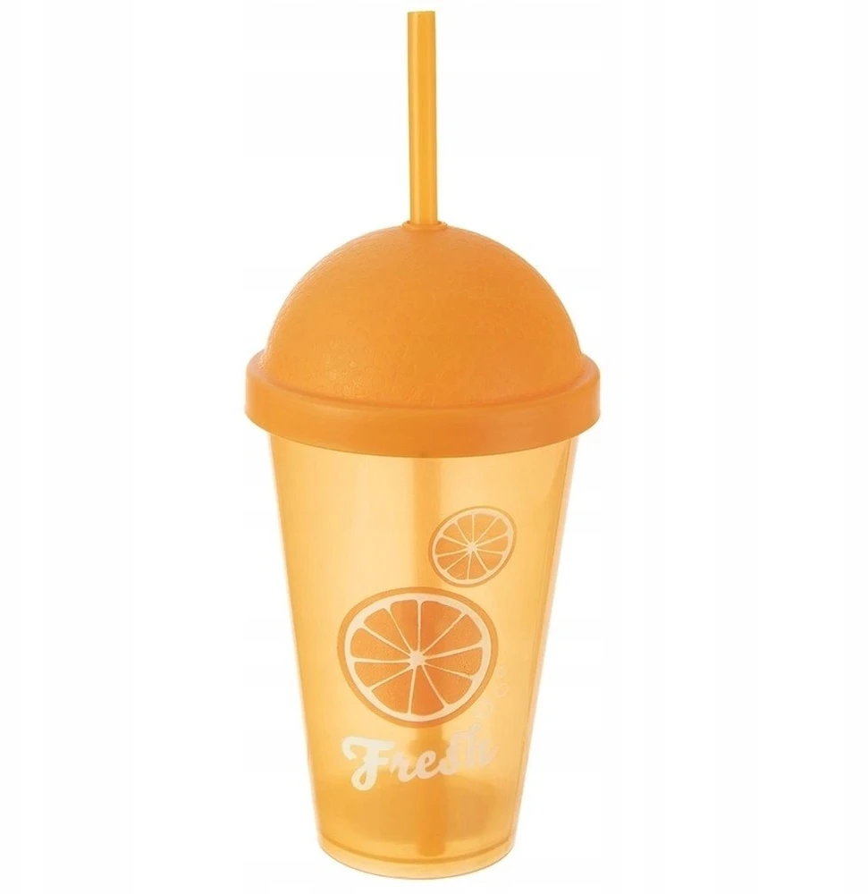Lumarko Orion plastikinė puodelis su dangteliu ir šiaudeliu 450 ml