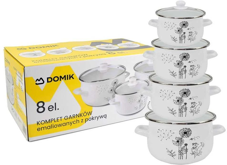 Koko emalinių vazonėlių su kiaulpienių puošmena rinkinys, 8 vnt.