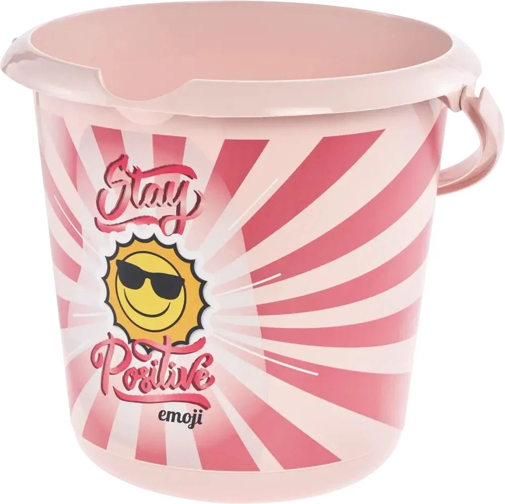 Keeeper Deco bucket 10L Ilvie "Emoji Stay Positive" Ø30x28cm pink