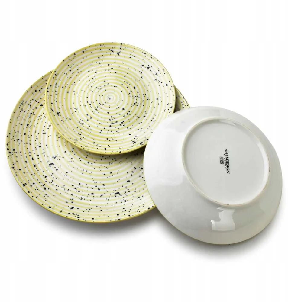 Lumarko Affek Design STRIPES BEIGE Indų rinkinys 18 dalių. 27/19/20 cm dubenėliai, 550 ml