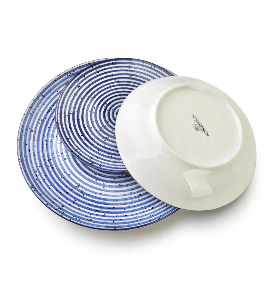 Lumarko STRIPES Mėlynas pietų rinkinys 18 dalių. 27/19/20 cm dubenėliai, 550 ml