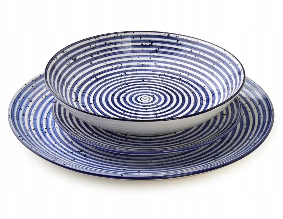 Lumarko STRIPES Mėlynas pietų rinkinys 18 dalių. 27/19/20 cm dubenėliai, 550 ml