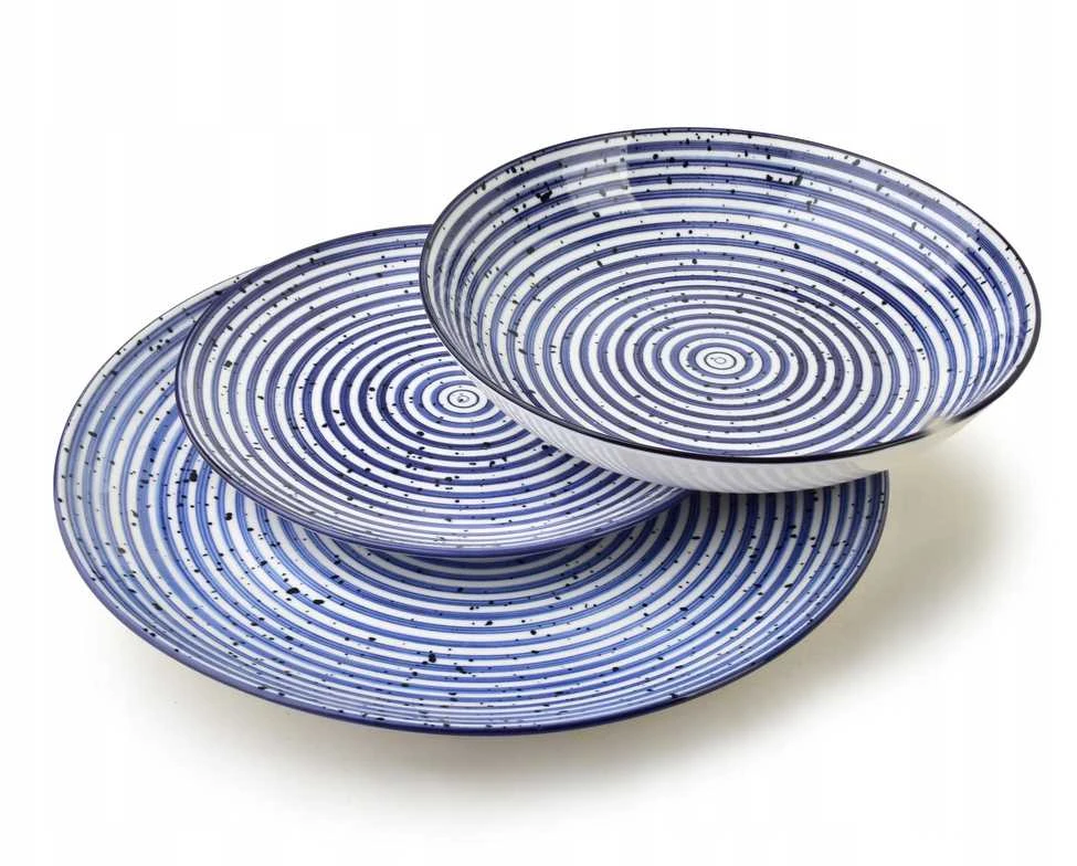 Lumarko STRIPES Mėlynas pietų rinkinys 18 dalių. 27/19/20 cm dubenėliai, 550 ml