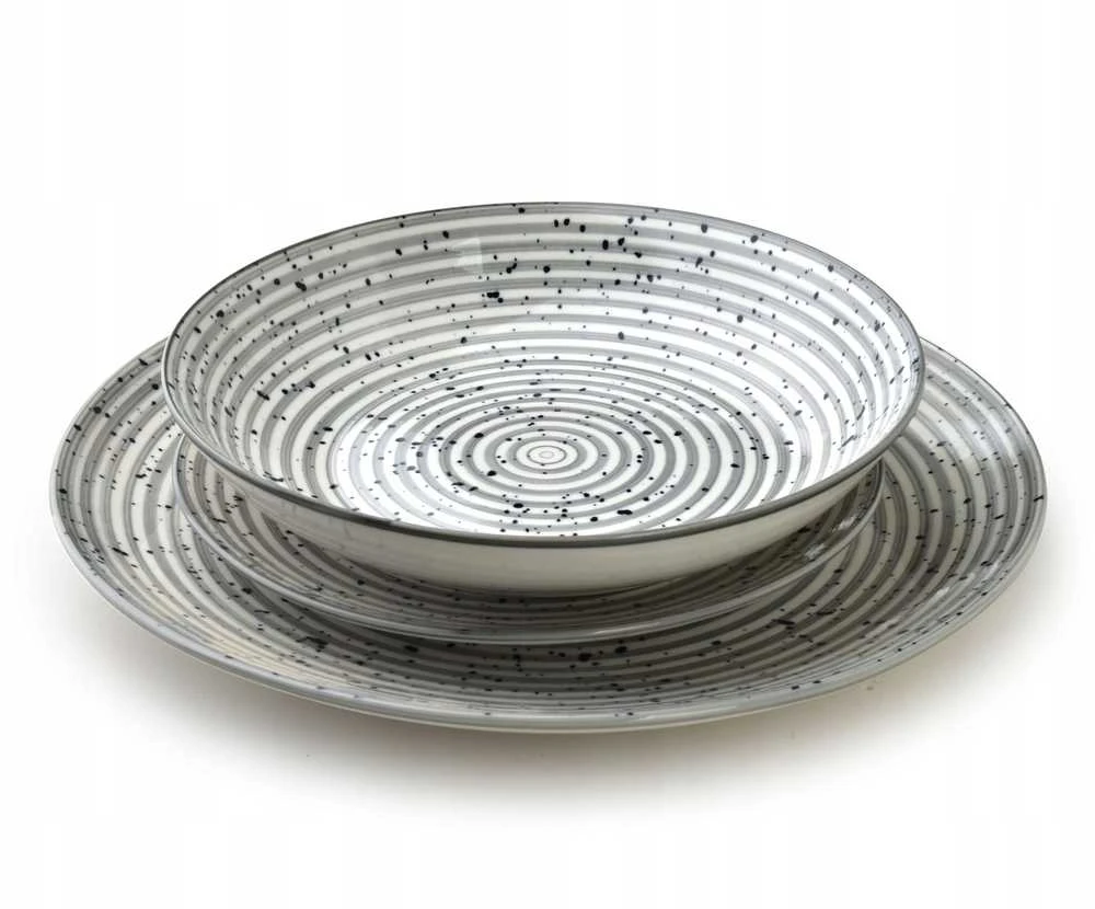 Lumarko „Affek Design“ STRIPES Pilkas vakarienės rinkinys, 18 dalių, 27/19/20 cm dubenėlis, 550 ml