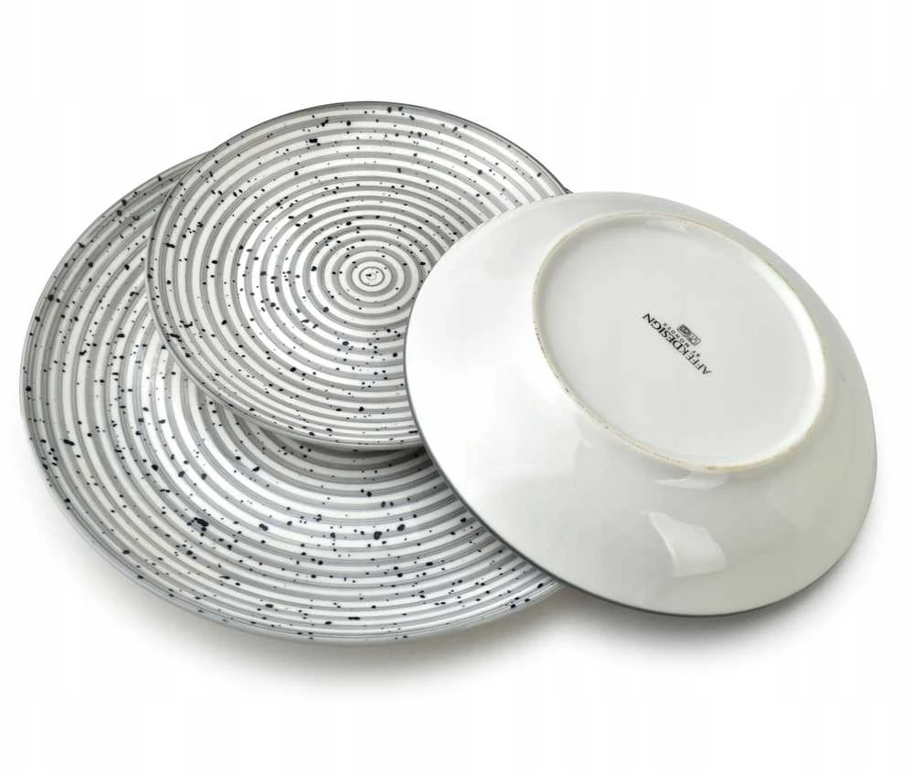 Lumarko „Affek Design“ STRIPES Pilkas vakarienės rinkinys, 18 dalių, 27/19/20 cm dubenėlis, 550 ml