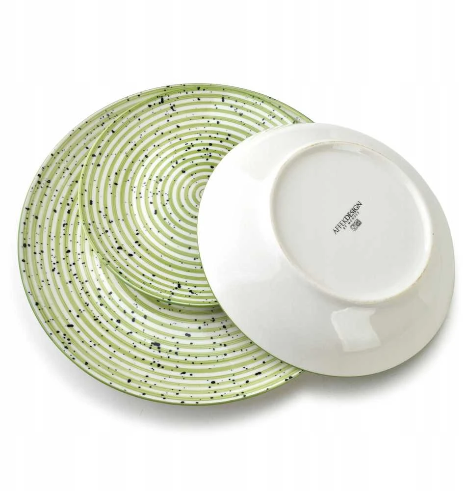 Lumarko Affek Design STRIPES Žalias pietų rinkinys 18 dalių. 27/19/20 cm dubenėliai, 550 ml