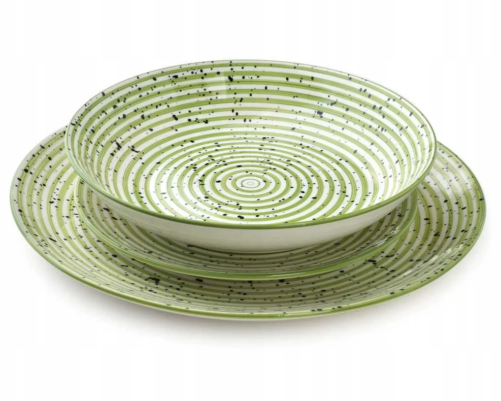 Lumarko Affek Design STRIPES Žalias pietų rinkinys 18 dalių. 27/19/20 cm dubenėliai, 550 ml