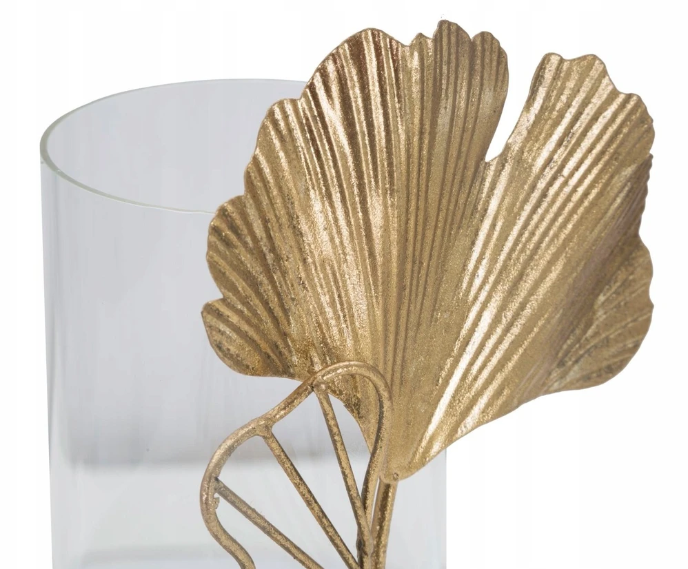 Lumarko Metalinis žvakidė LEAF, lapo motyvas, auksinė, 17x12x21 cm