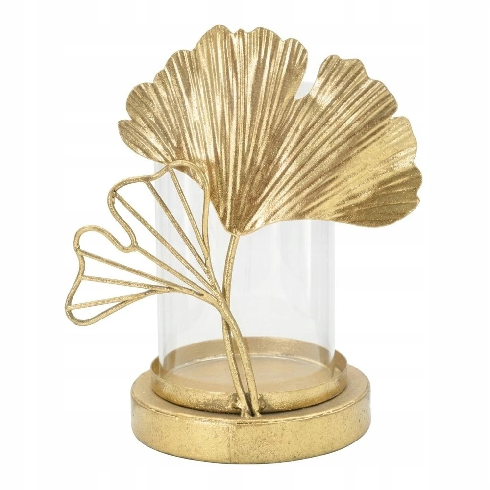 Lumarko Metalinis žvakidė LEAF, lapo motyvas, auksinė, 17x12x21 cm