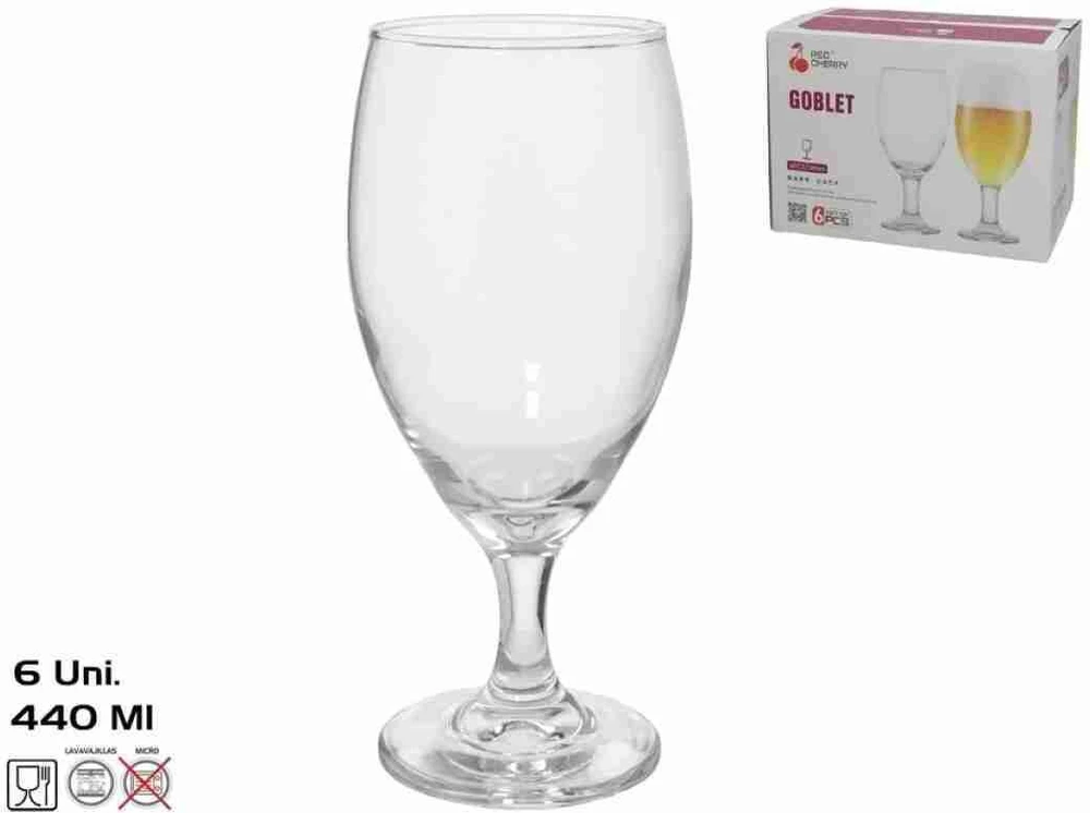 Red Cherry Raudona Cherry Alaus taurės (6 vnt.) 440 ml, 18 x 7,5 x 7,5 cm, Raudonas CHERRY