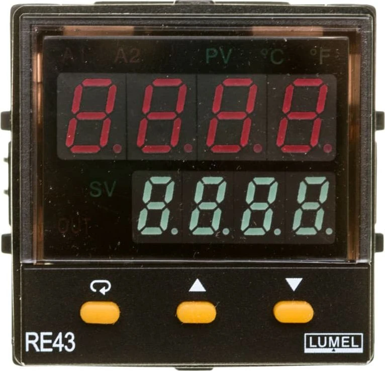 Lumel Programuojamas valdiklis Maitinimo šaltinis 90-264V AC universalus įėjimas 1 relės 2A išėjimas 2 / signalizacija 2 relės signalizacija 1