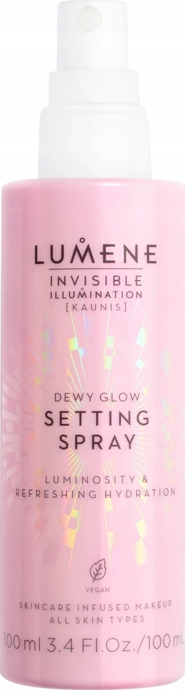 Lumene Invisible Illumination Dewy Glow Setting Purškiklis daugiafunkcinis makiažo purškiklis, 100 ml