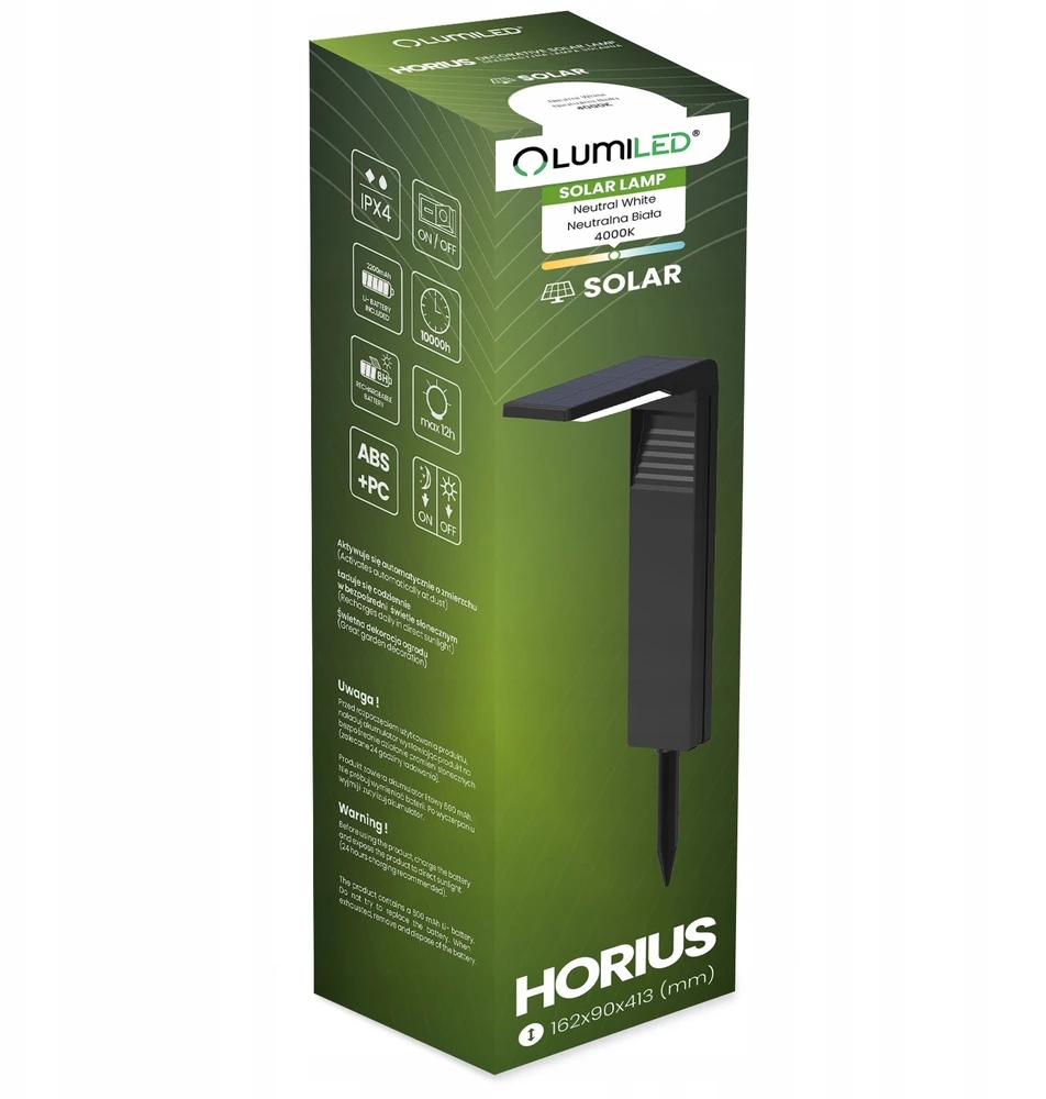 Lumiled Sodo saulės energijos LED lemputė, įsmeigiama, stulpelis 41 cm HORIUS 4000K IPX4 (LUMSOL1170)