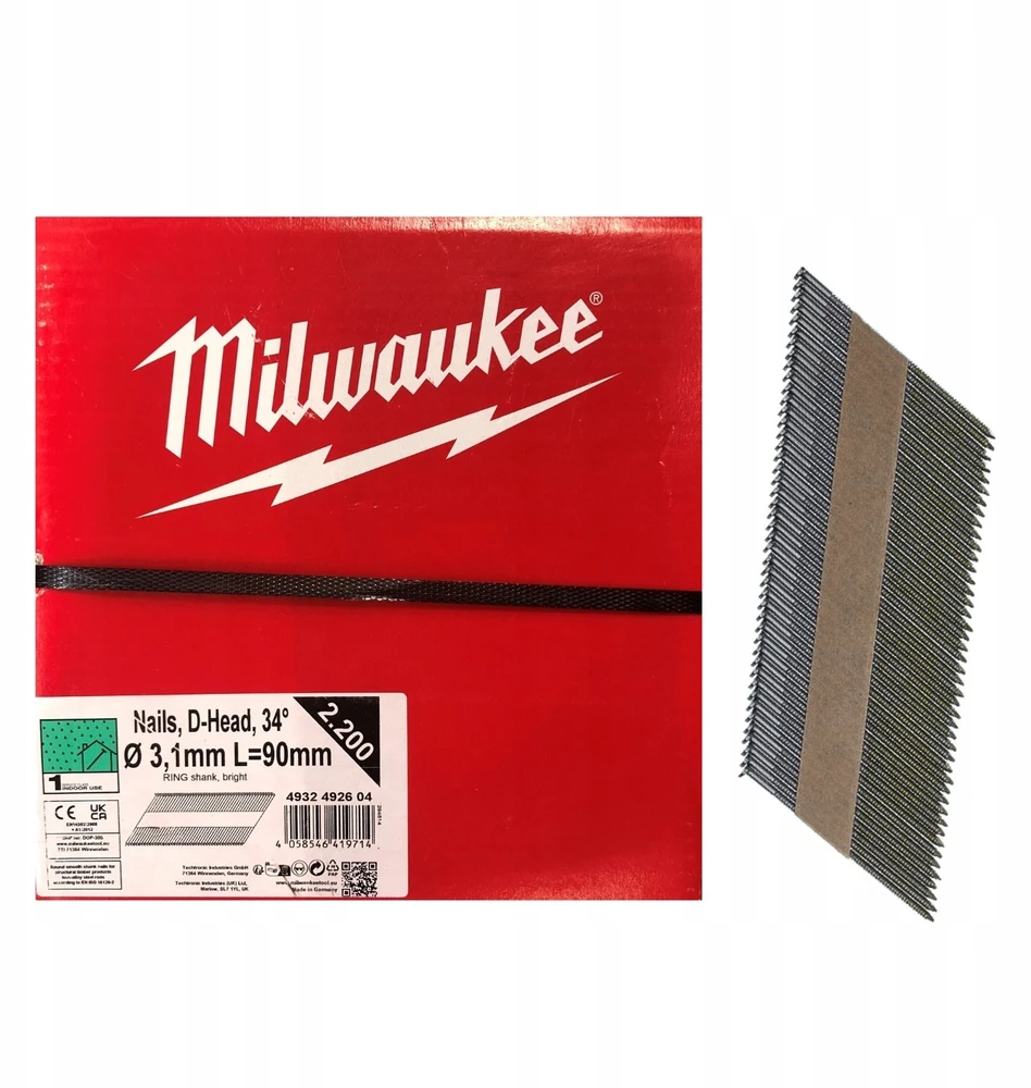 Lun Fix MILWAUKEE VINYS 34° ŽIEDINĖS APVALIA GALVUTE ŠVIESIOS 90mm /2200vnt. SKIRTOS M18FFN