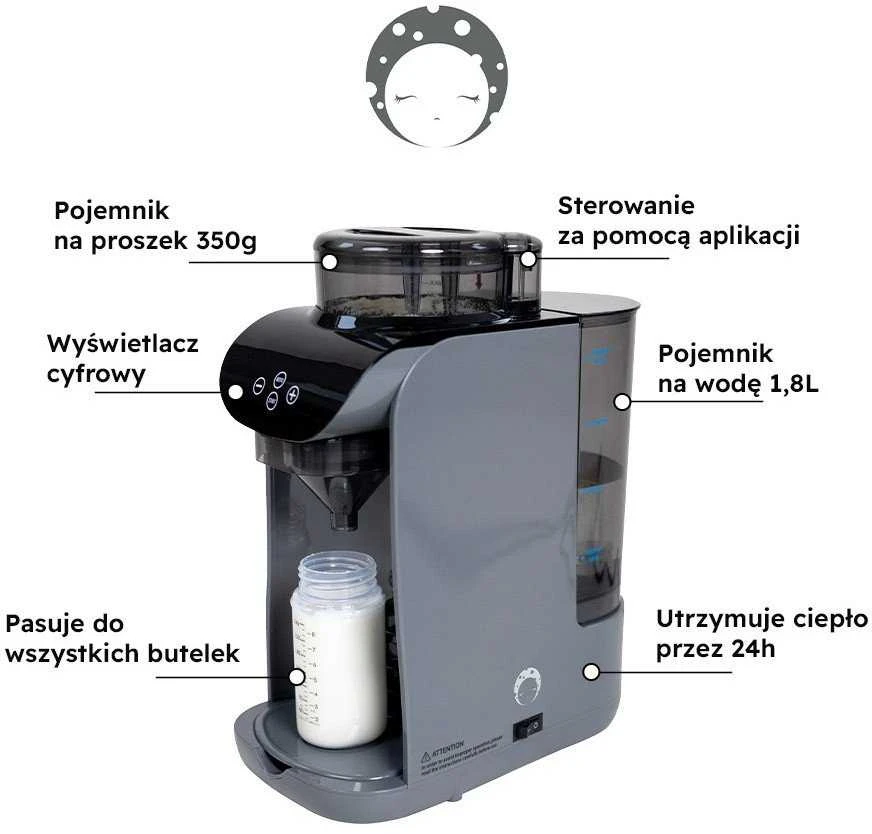 Luna Bambini Milk Maker Pro techninių savybių schema