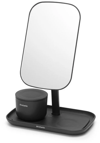Brabantia kosmetinis veidrodėlis su padėklu smulkiems daiktams, ReNew, tamsiai pilkas, 280702