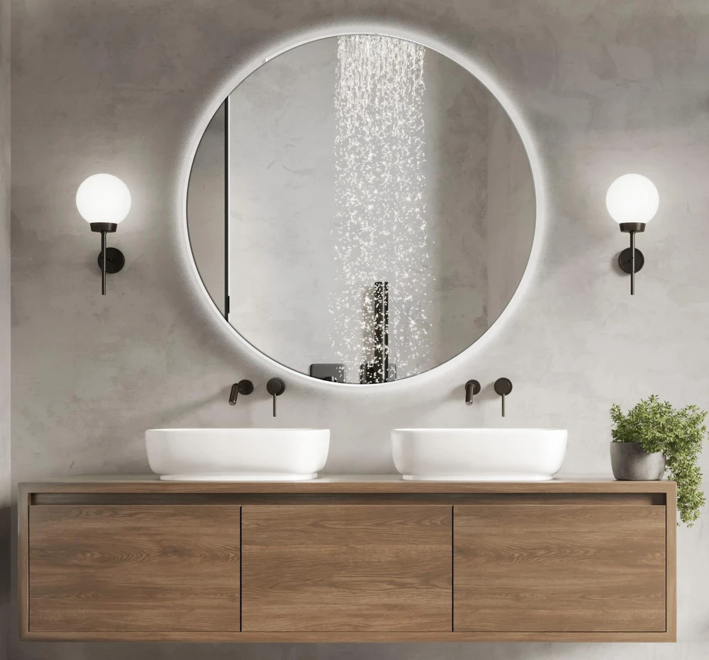 Masterjero BD meno veidrodis Luna apvalus vonios veidrodis su LED apšvietimu, 70 cm skersmens