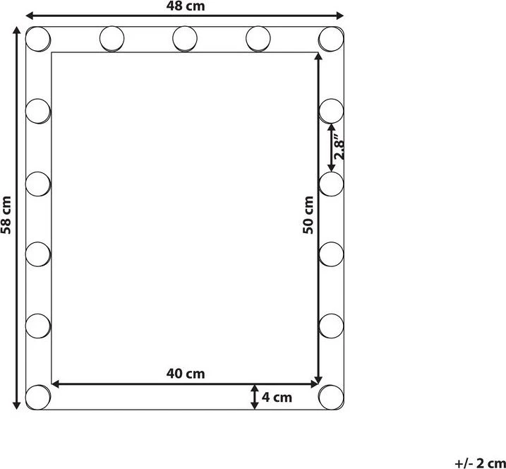 Beliani Voninis LED veidrodis ODENAS 50 cm 60 cm baltas