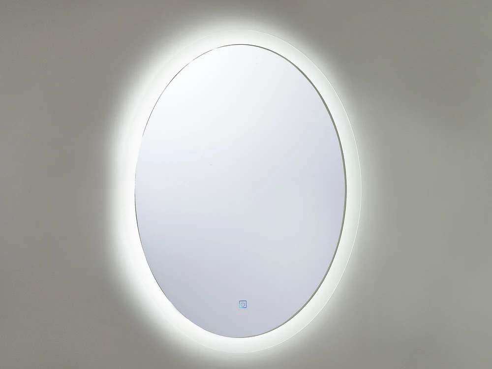 Beliani Vonios veidrodis su LED apšvietimu VIRIAT 60 cm 80 cm Sidabrinis