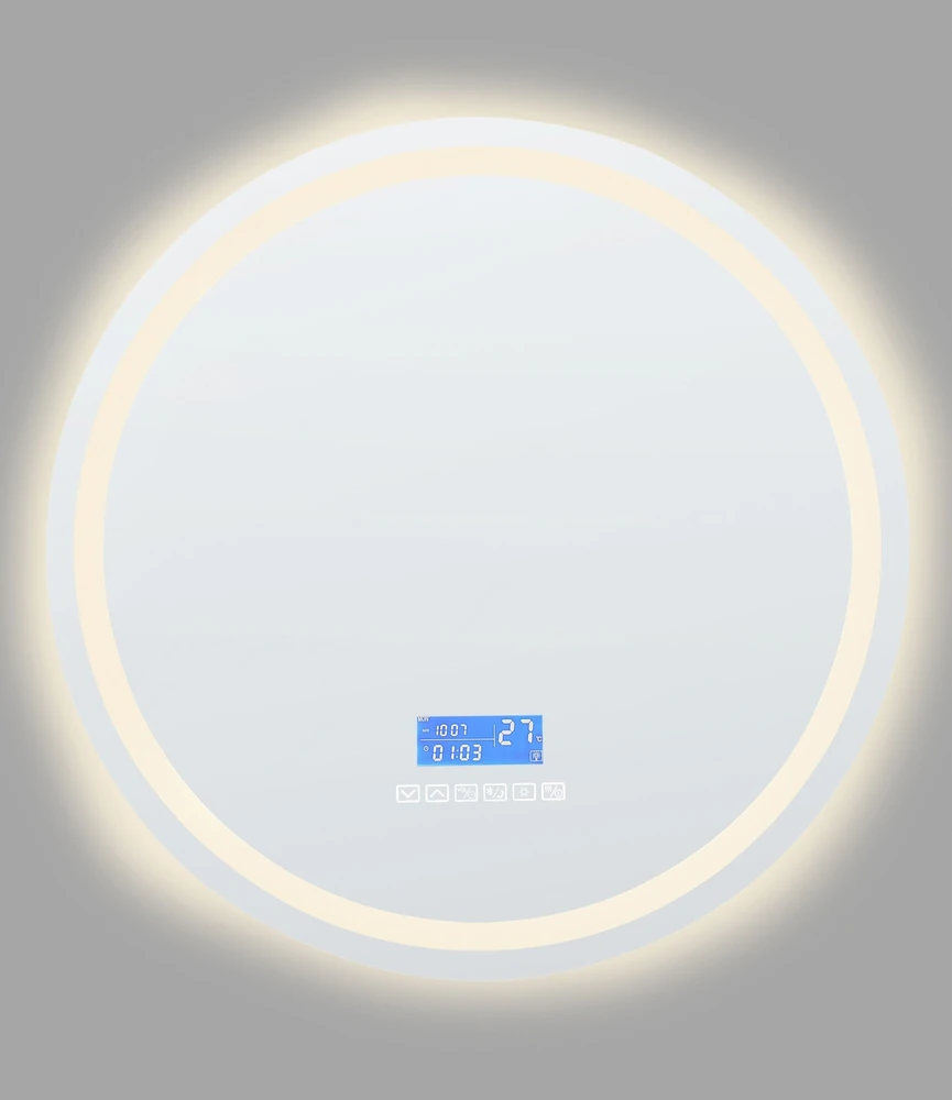 Beliani Vonios veidrodis su LED apšvietimu BROGNON 60 cm, integruotas „Bluetooth“ garsiakalbis, sidabrinis