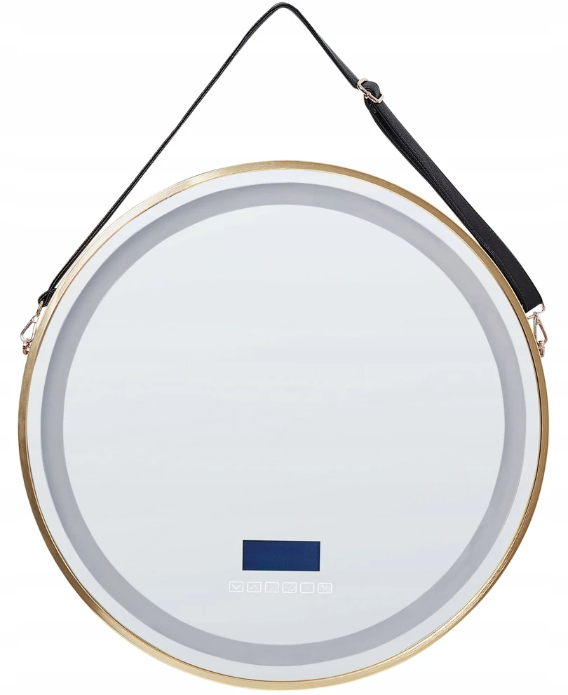 Beliani LED vonios veidrodis DAROIS 60 cm x 60 cm su integruotu Bluetooth garsiakalbiu, auksinis