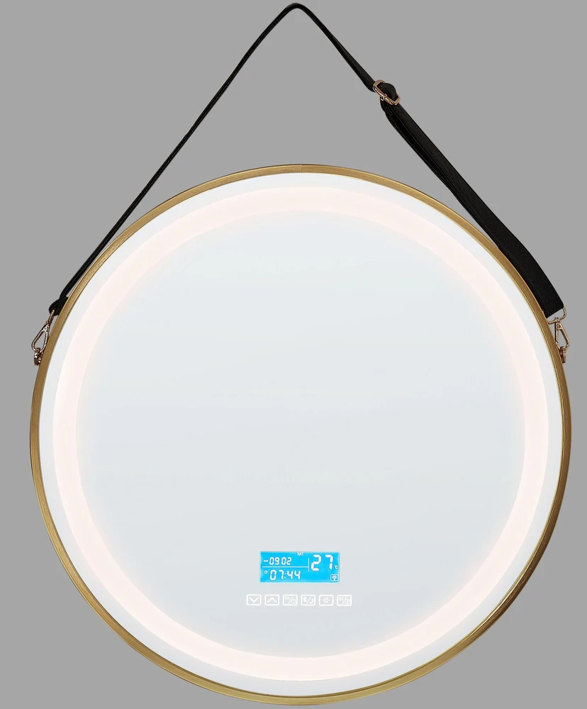 Beliani LED vonios veidrodis DAROIS 60 cm x 60 cm su integruotu Bluetooth garsiakalbiu, auksinis