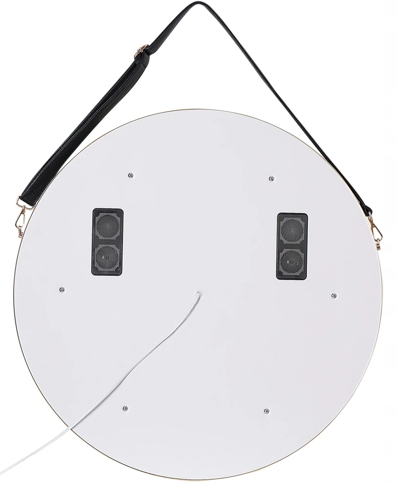 Beliani LED vonios veidrodis DAROIS 60 cm x 60 cm su integruotu Bluetooth garsiakalbiu, auksinis