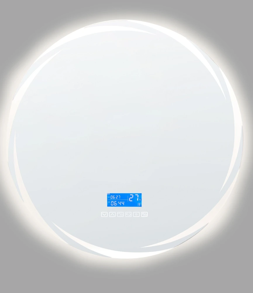 Beliani Vonios kambario veidrodis su LED apšvietimu TANAY 60 cm 60 cm su įmontuotu Bluetooth garsiakalbiu sidabrinis