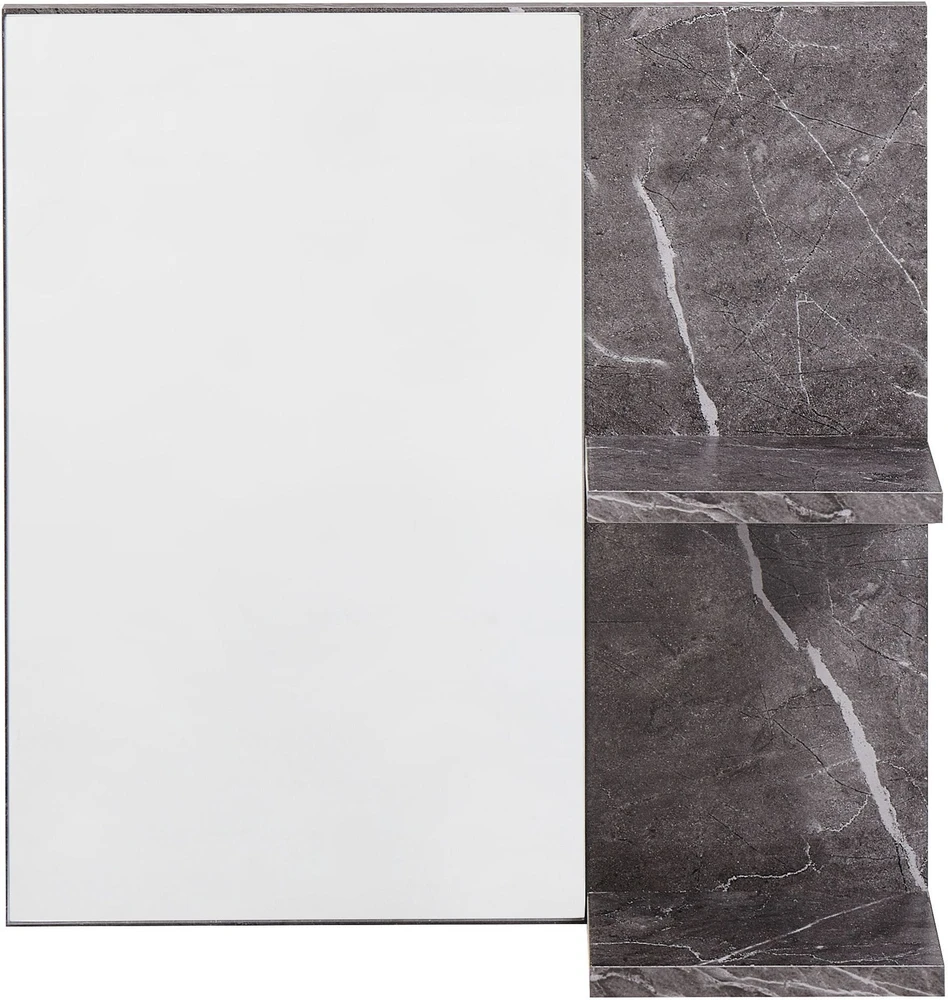Beliani Sieninis veidrodis su lentyna PELOTAS 45 cm x 45 cm marmuro/juodas