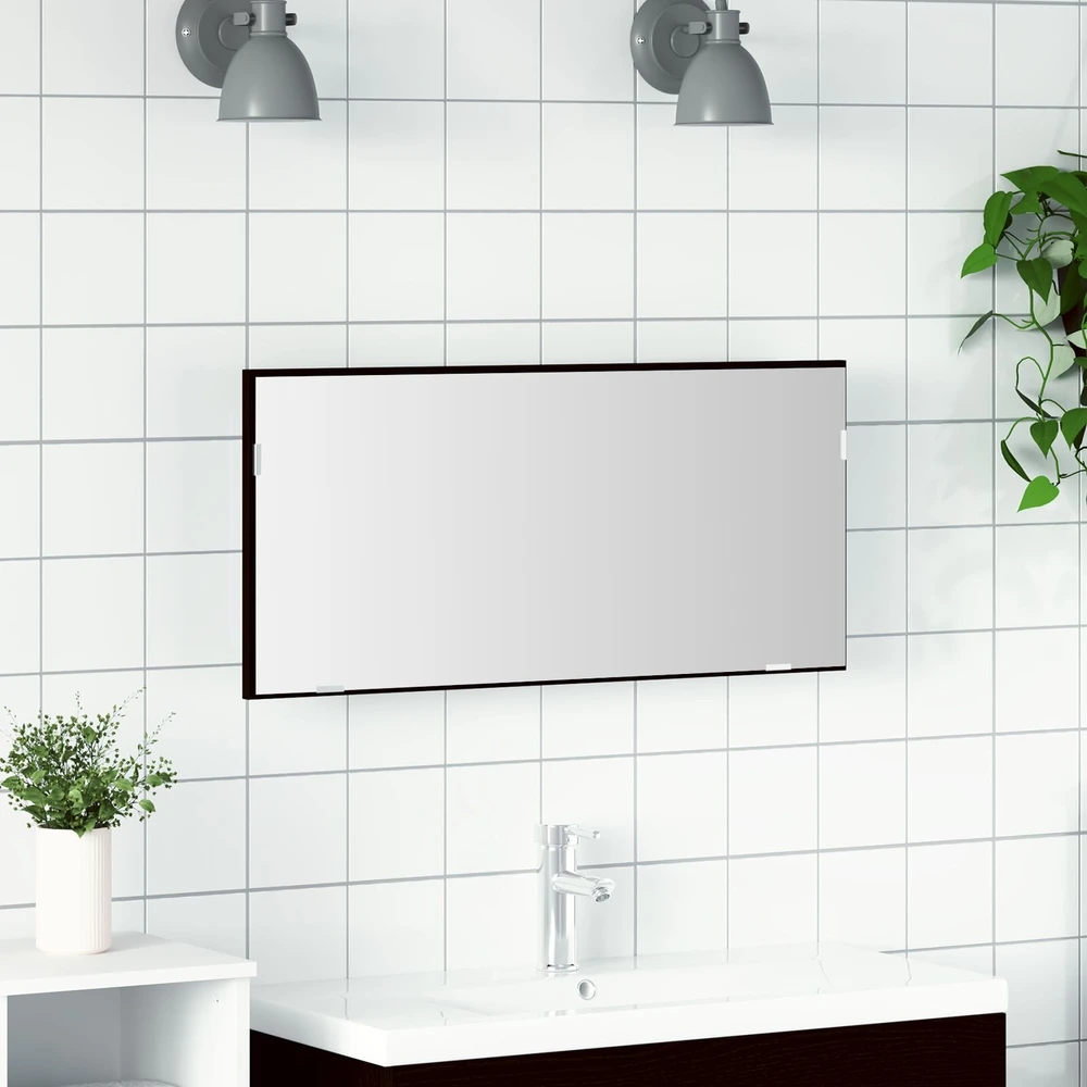 Veidrodis juoda ąžuolo 80 x 37 cm Stiklas ir inžinerinė mediena