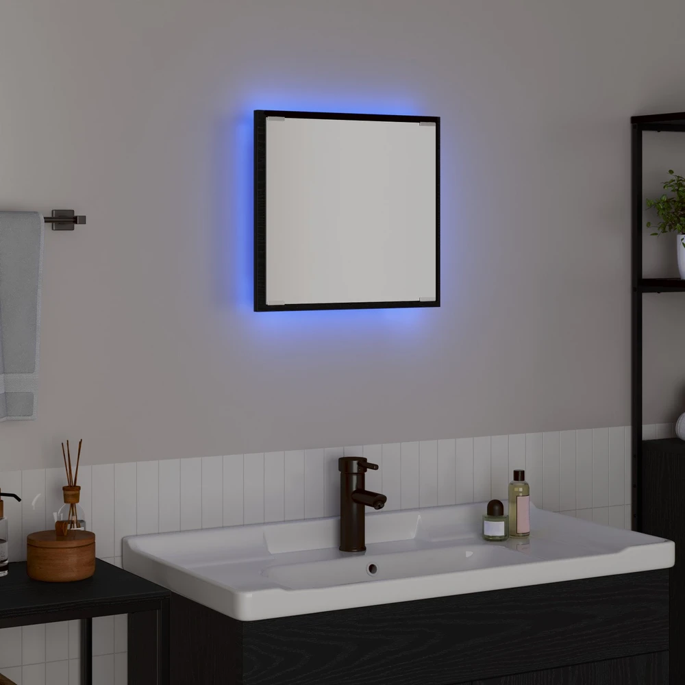 LED vonios veidrodis Juodas ąžuolas 40 x 37 x 8.5 cm
