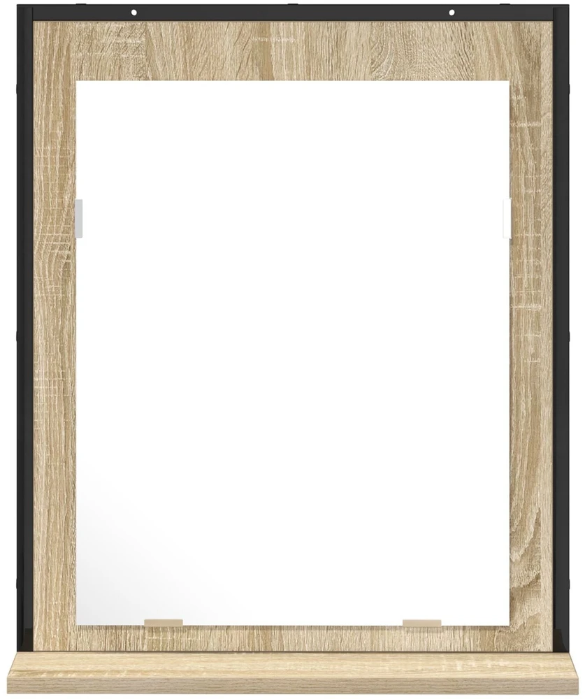 Vonios veidrodis su lentyna su saugykla Juoda 50 x 12 x 60 cm
