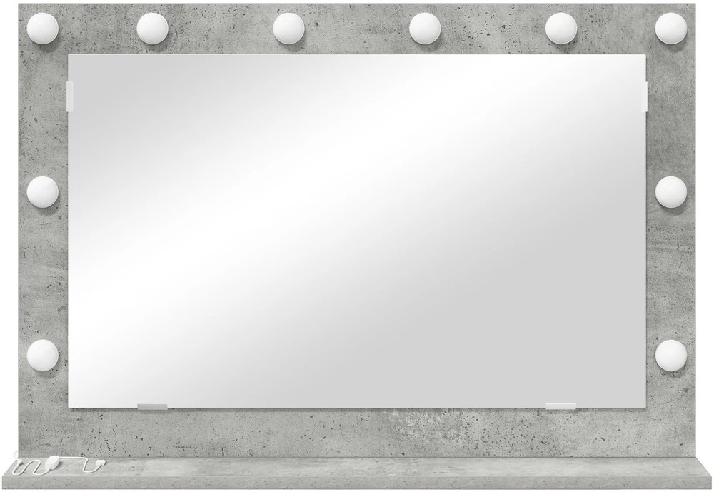 Kosmetinis veidrodis Betono pilka 80 x 55 x 18 cm Stačiakampio