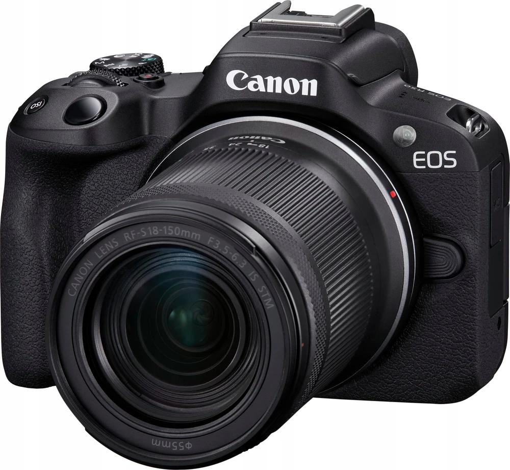 „Canon“ | „EOS R50“ – skaitmeninis fotoaparatas su RF-S 18–150 mm F3.5–6.3 IS STM objektyvu | 24,2 megapikselių | ISO jautrumas (maks.) ISO 51200 | „Wi-Fi“ | Automatinis, rankinis | CMOS | Juodas