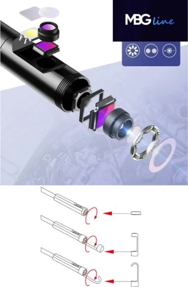 Luxury Prabangus fotoaparato tikrinimo endoskopas 10M 9LED 2xFULL HD