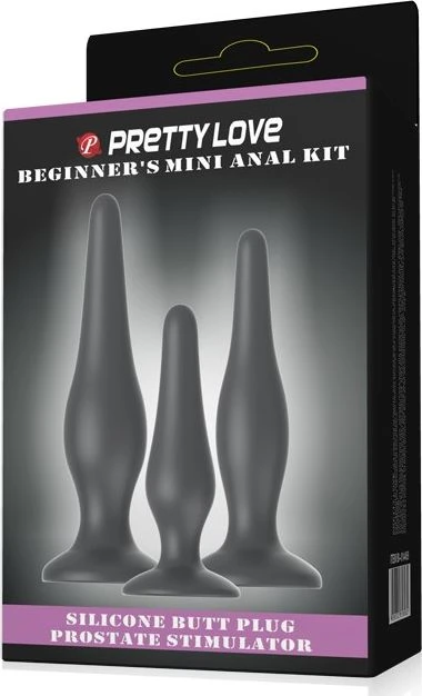 Pretty Love Begginer's Mini Anal Kit rinkinys analinių kištukų 85mm + 115mm + 130mm