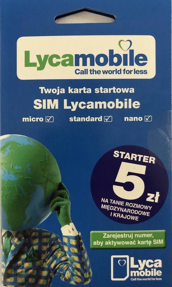LYCAMOBILE starto kortelė 5 PLN