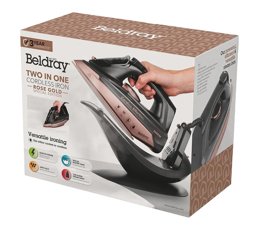 Beldray Lygintuvas Belaidis Garinis Lygintuvas Beldray 2in1 2600W 300ml Stotis Anti-Calc-Drip