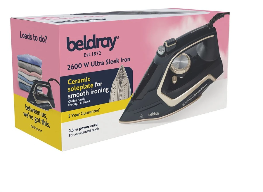 Lygintuvas Beldray Żelazo Parowe Beldray 2600W Ultra Sleek 280ml Anti-Calc Ciągły wyrzut pary