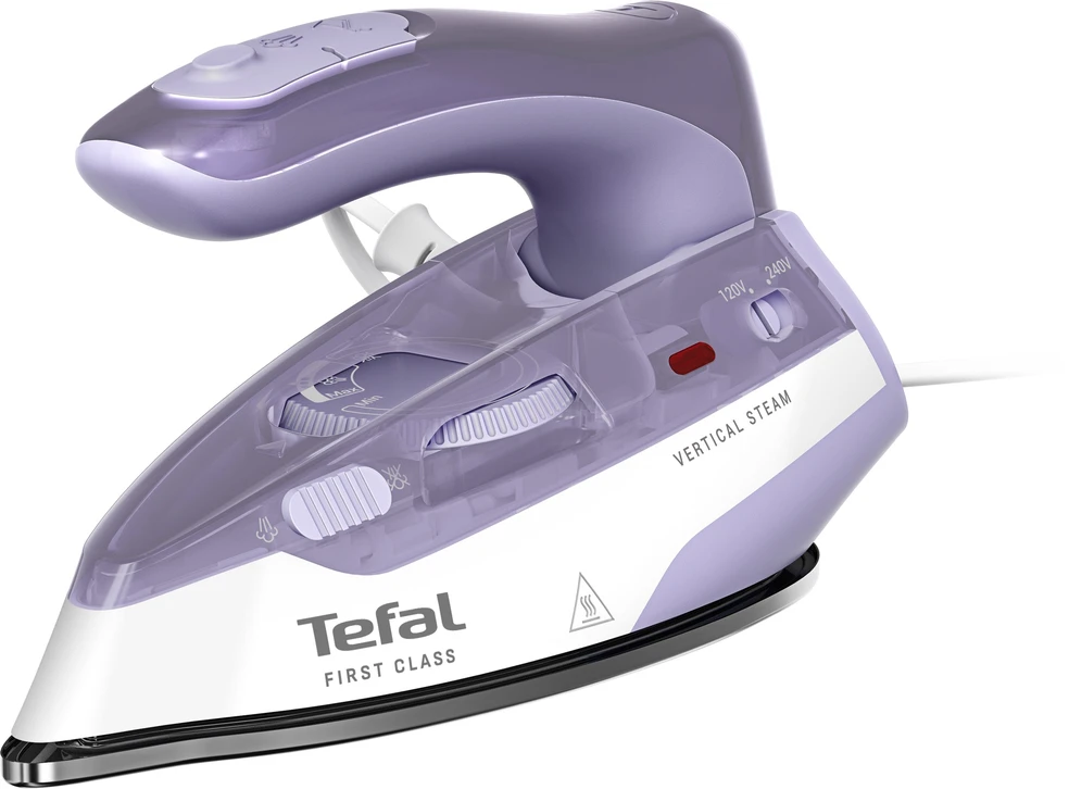 TEFAL First Class DB1612E0 | Steam Travel Lygintuvas | 1000 W | Continuous steam 10 g/min | Steam boost performance 45 g/min | Baltas/Violetinė