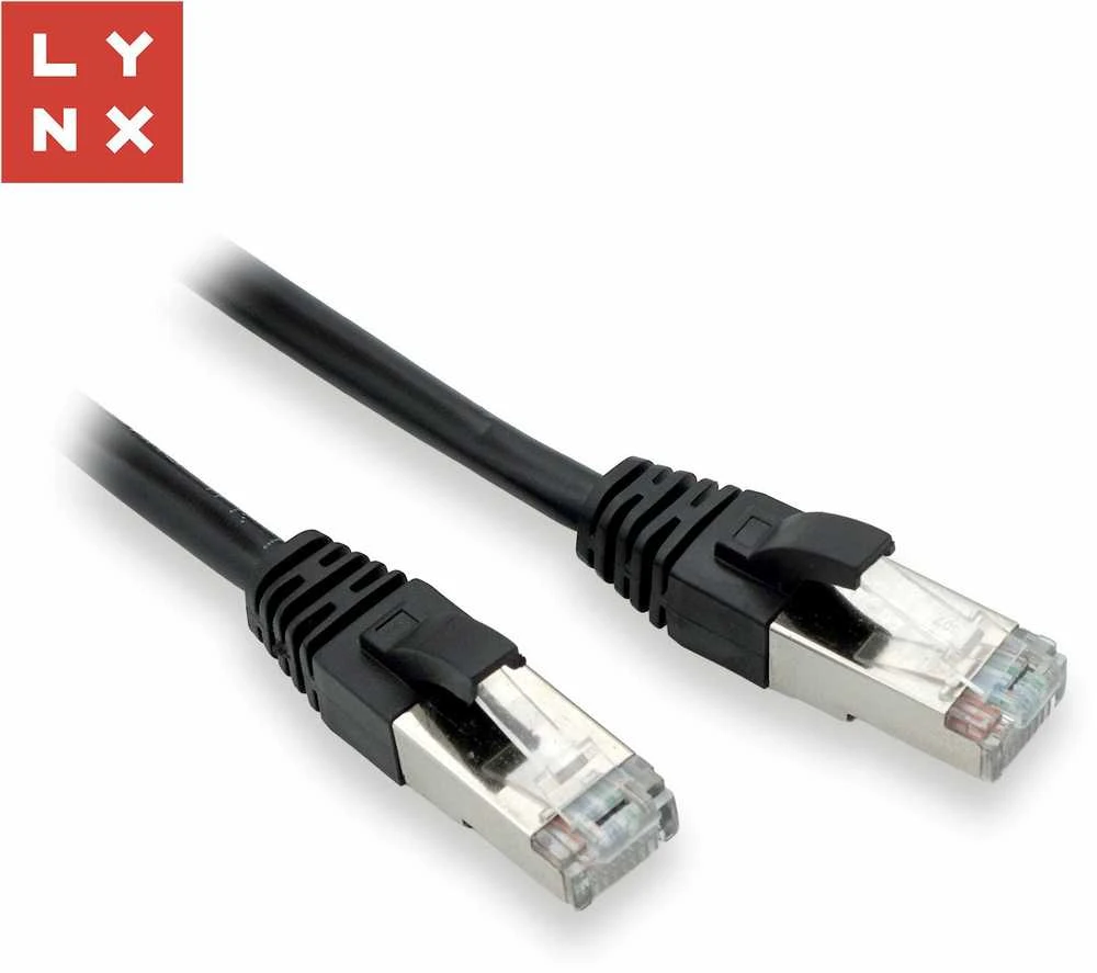 LYNX FTP jungiamasis kabelis Cat5e PVC, CCA, 0,1 m, juodas (pakuotėje 10 vnt.)