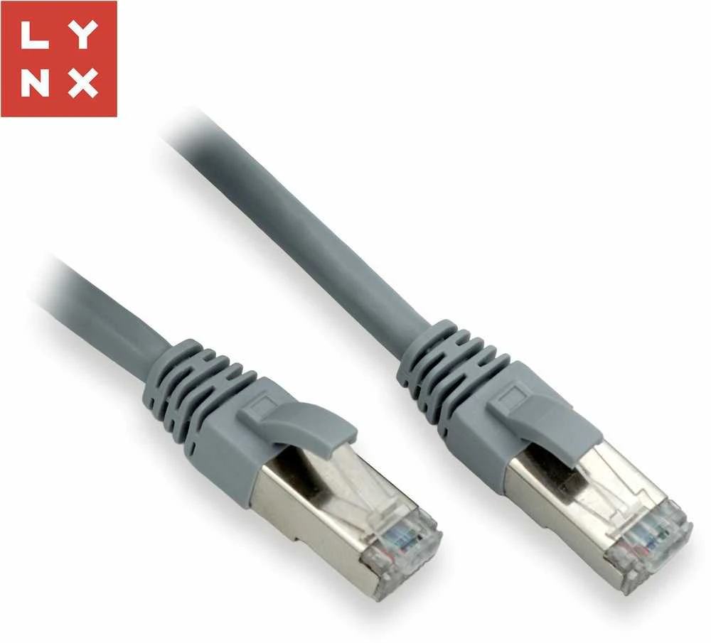 LYNX FTP jungiamasis kabelis Cat6, PVC, 1m, pilkas (pakuotėje 10 vnt.)