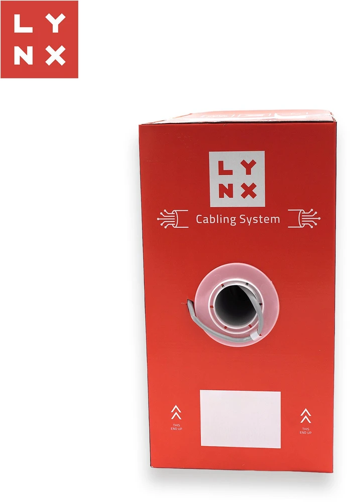 LYNX FTP kabelis, Cat5e, LSZH, 0.5mm, varinis, skirtas naudoti patalpose, pilkas, dėžutė 305m