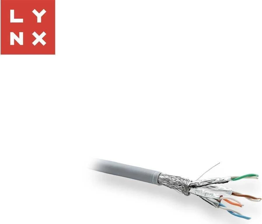 LYNX SFTP kabelis, Cat6a, LSZH, varinis, skirtas naudoti patalpose, pilkas, 500 m ritė