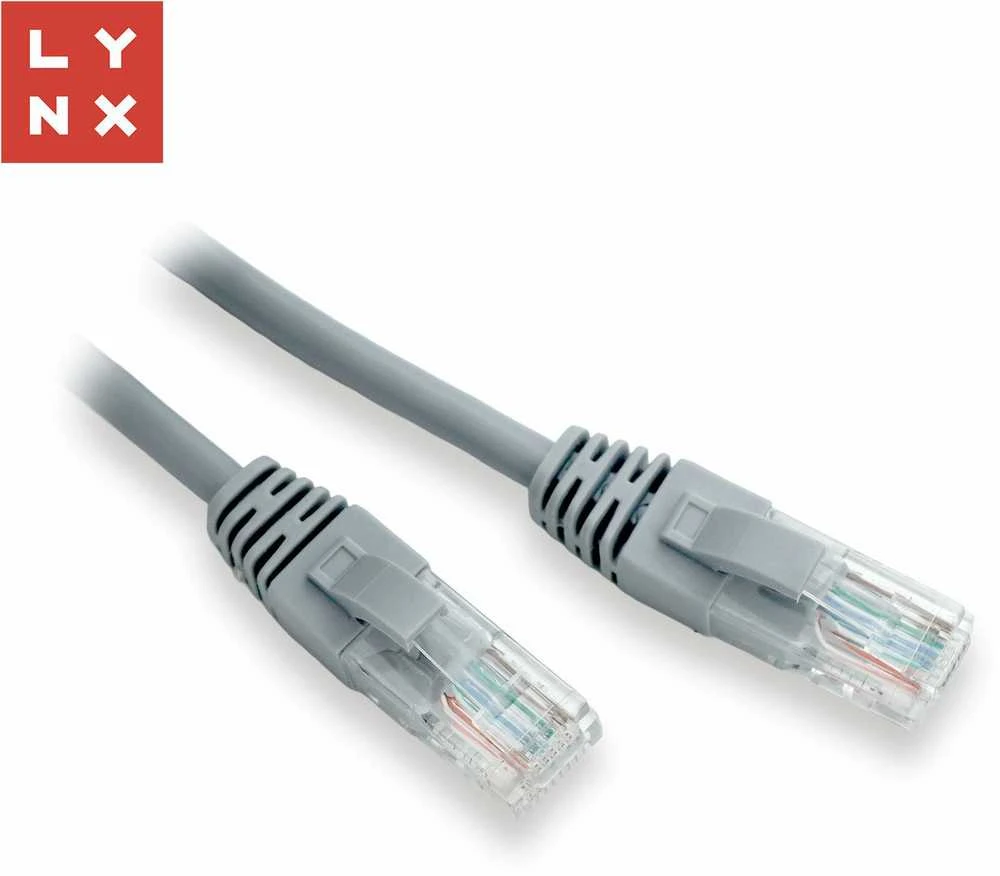 LYNX UTP jungiamasis kabelis Cat5e, PVC, CCA, 1m, pilkas (pakuotėje 10 vnt.)