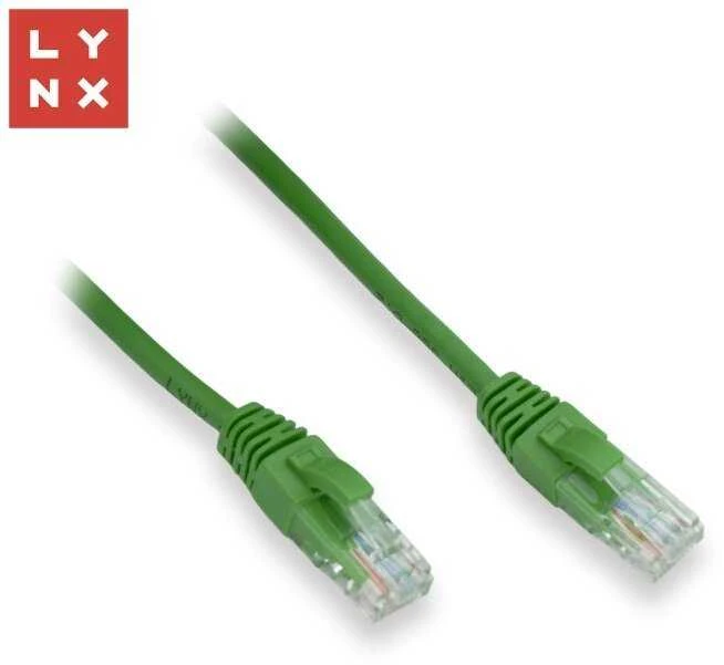 LYNX UTP jungiamasis kabelis Cat5e, PVC, CCA, 0,1 m, žalias (pakuotėje 10 vnt.)