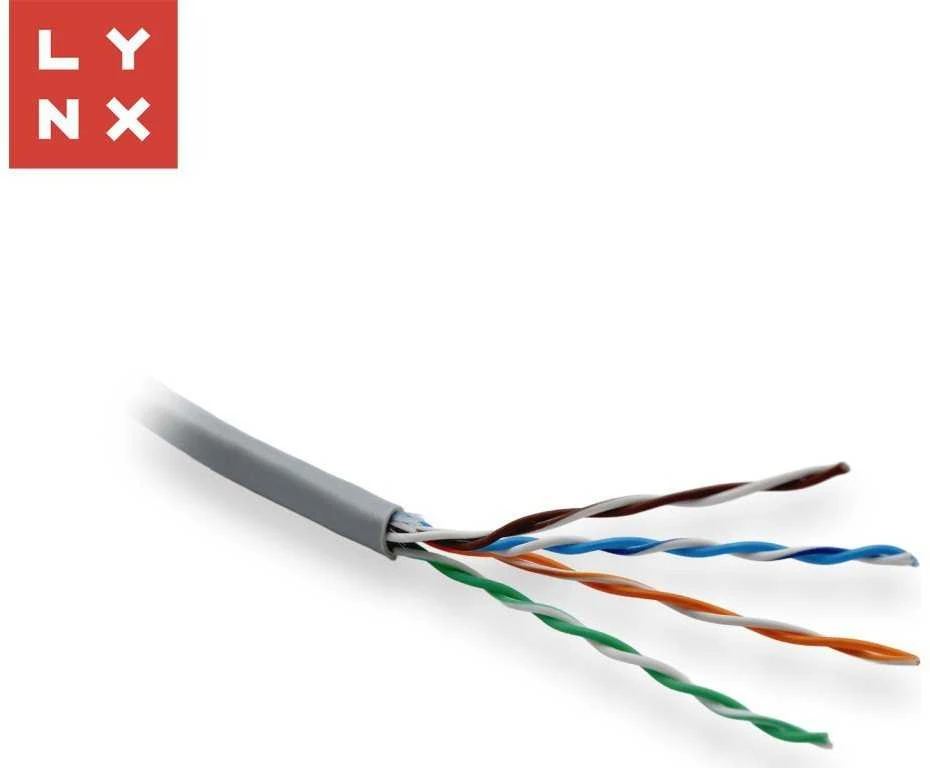 LYNX UTP kabelis Cat5e, PVC (Eca), varinis, skirtas naudoti viduje, pilkas, dėžutė 305m