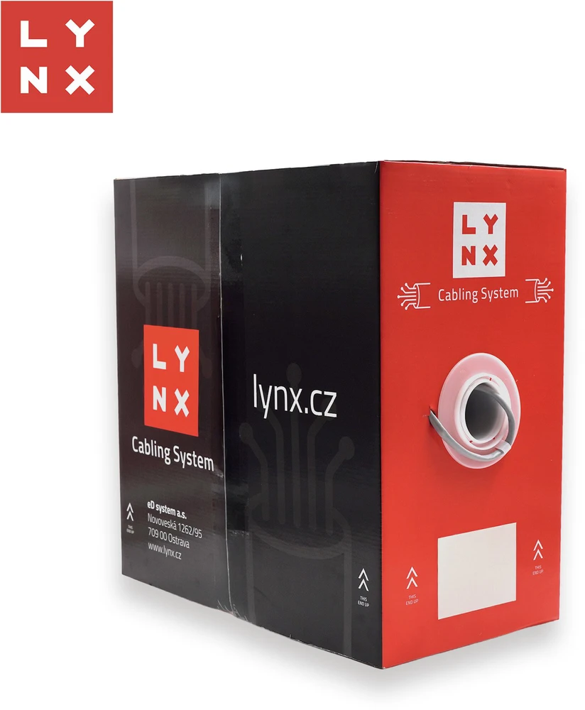 LYNX UTP kabelis, Cat6, PVC (Eca), varinis, skirtas naudoti viduje, pilkas, dėžutė 305m