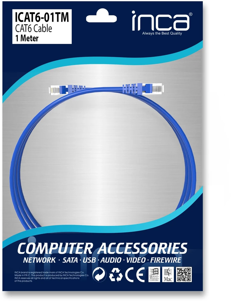 M-CAB Patchkabel CAT6 UTP 1 m Mėlyna (ICAT6-01TM)